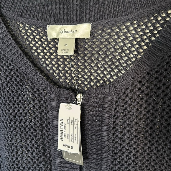 NWT CJ Banks Navy Open Knit Sweater - Picture 6 of 6